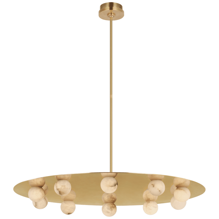 Pertica 36" Ten Light Chandelier in Mirrored Antique Brass with Alabaster