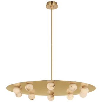 Pertica 36" Ten Light Chandelier in Mirrored Antique Brass with Alabaster