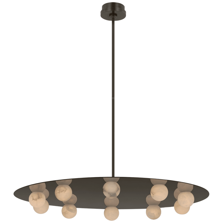 Pertica 36" Ten Light Chandelier in Mirrored Bronze with Alabaster
