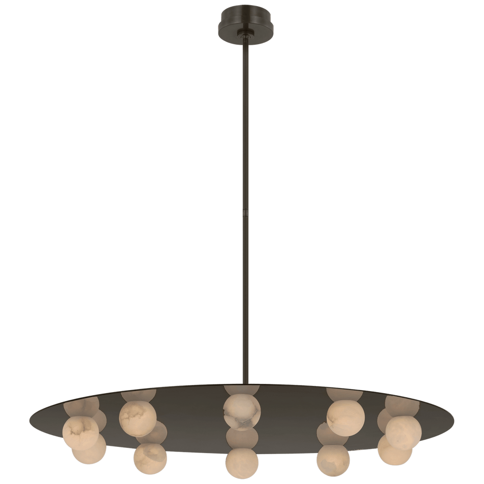 Pertica 36" Ten Light Chandelier in Mirrored Bronze with Alabaster