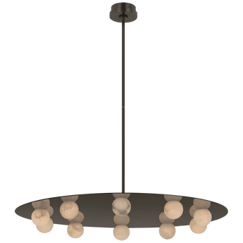 Pertica 36" Ten Light Chandelier in Mirrored Bronze with Alabaster