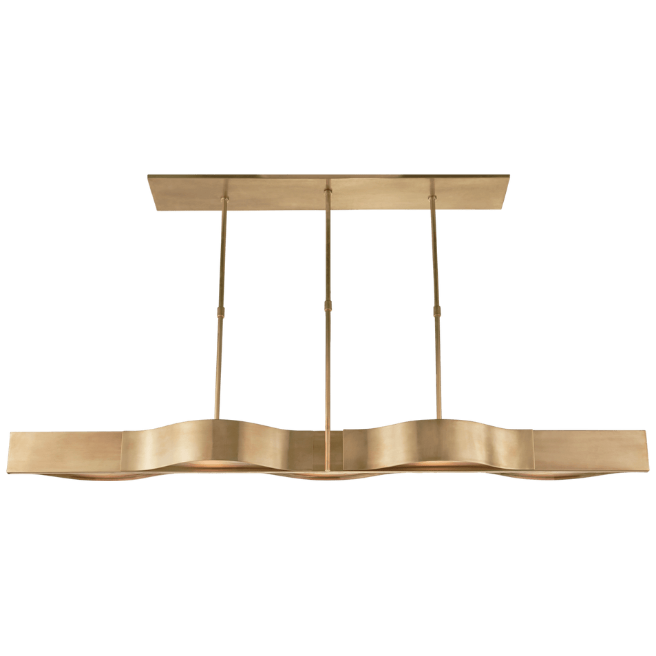 Avant Large Linear Pendant in Antique-Burnished Brass with Frosted Glass