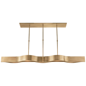 Avant Large Linear Pendant in Antique-Burnished Brass with Frosted Glass