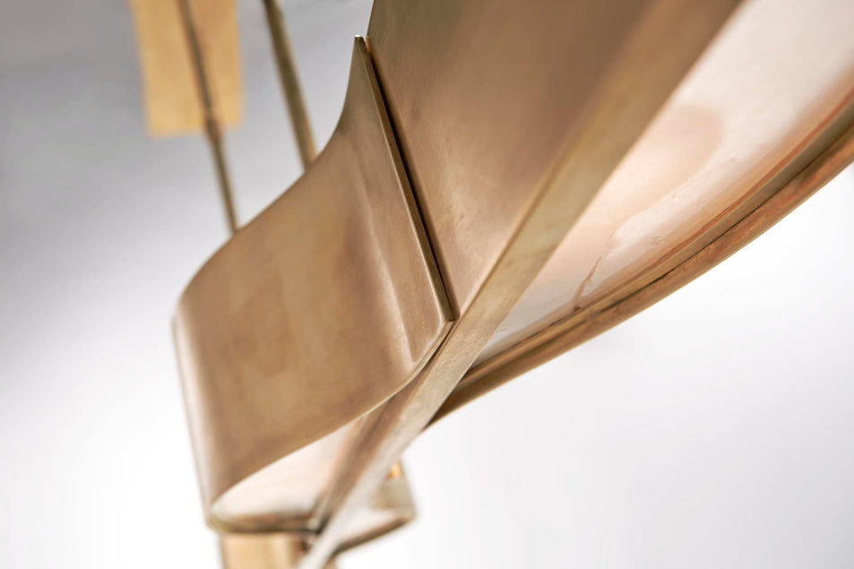 Avant Large Linear Pendant in Antique-Burnished Brass with Frosted Glass