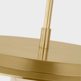 Pertica 18" Disc Pendant in Mirrored Antique Brass with Alabaster