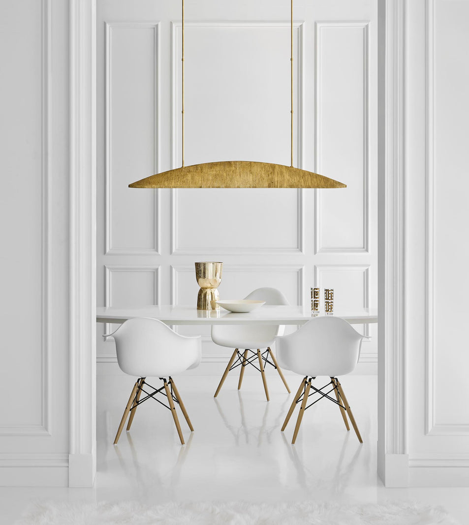 Utopia Large Linear Pendant, a premium Linear light by Visual Comfort. Close - up image of its design.