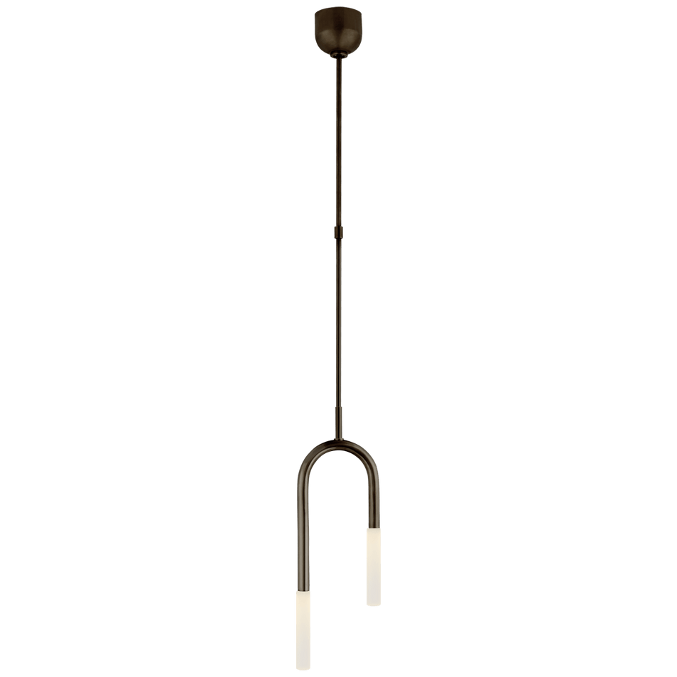 Rousseau Small Asymmetric Pendant in Bronze with Etched Crystal