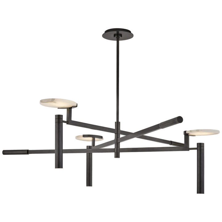 Melange Large Floating Disc Chandelier in Bronze with Alabaster