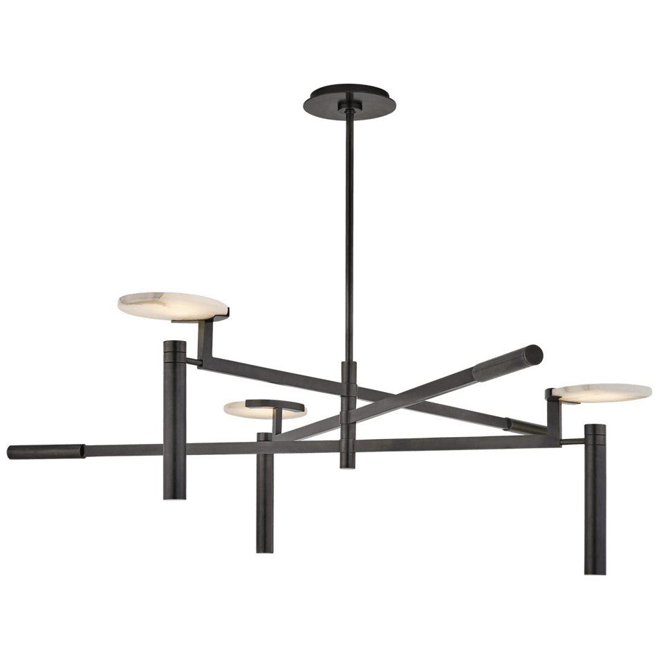 Melange Large Floating Disc Chandelier in Bronze with Alabaster