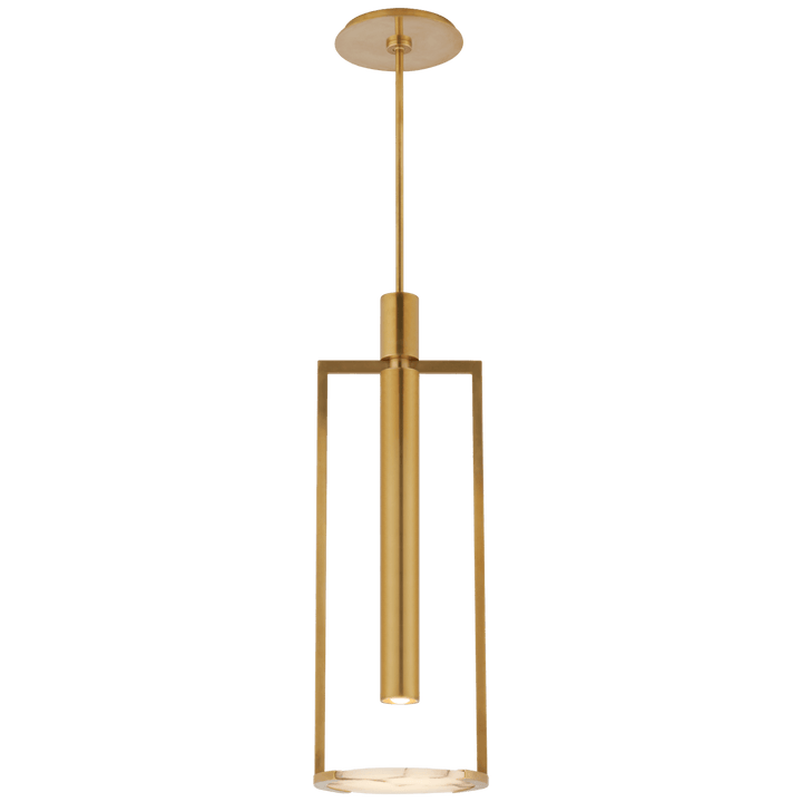 Melange Medium Floating Disc Pendant in Antique-Burnished Brass with Alabaster