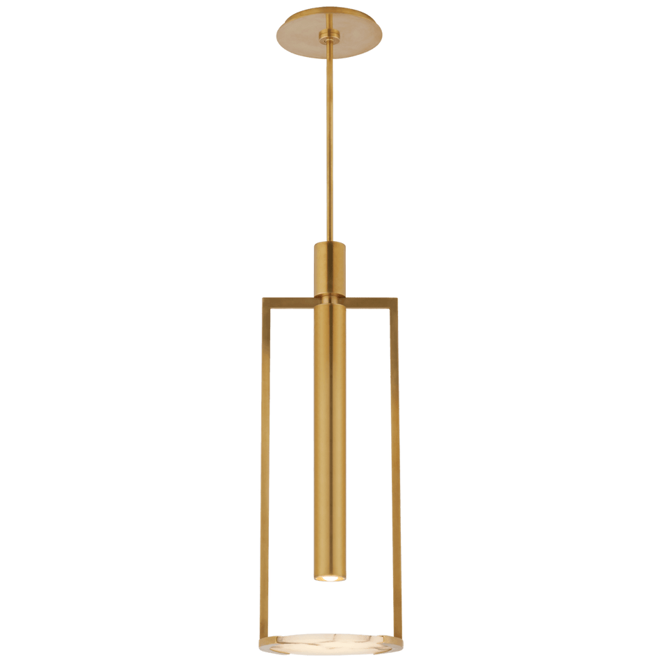 Melange Medium Floating Disc Pendant in Antique-Burnished Brass with Alabaster