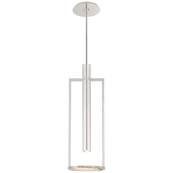 Melange Medium Floating Disc Pendant in Polished Nickel with Alabaster