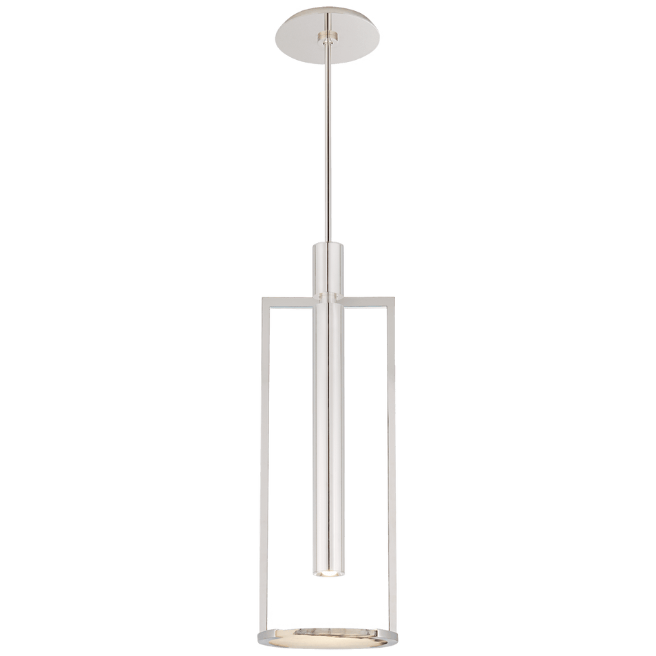 Melange Medium Floating Disc Pendant in Polished Nickel with Alabaster