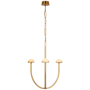 Pedra Medium Chandelier in Antique-Burnished Brass with Alabaster