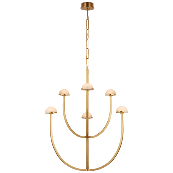 Pedra Large Two-Tier Chandelier in Antique-Burnished Brass with Alabaster