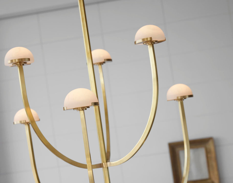 Pedra Large Two-Tier Chandelier in Antique-Burnished Brass with Alabaster