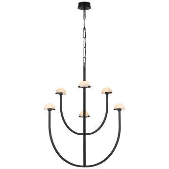 Pedra Large Two-Tier Chandelier in Bronze with Alabaster