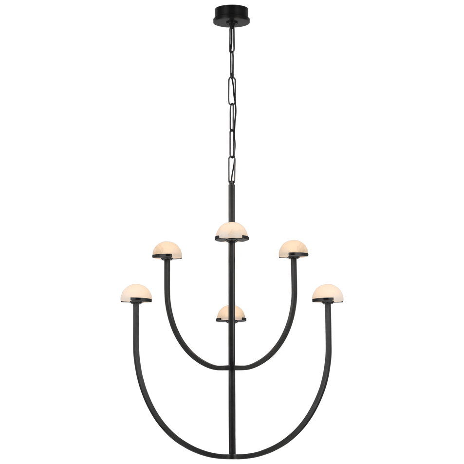 Pedra Large Two-Tier Chandelier in Bronze with Alabaster