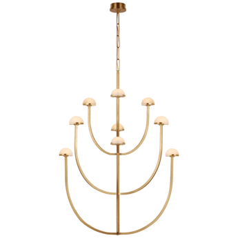 Pedra X-Large Three-Tier Chandelier in Antique-Burnished Brass with Alabaster