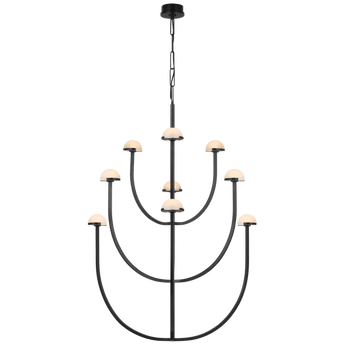 Pedra X-Large Three-Tier Chandelier in Bronze with Alabaster