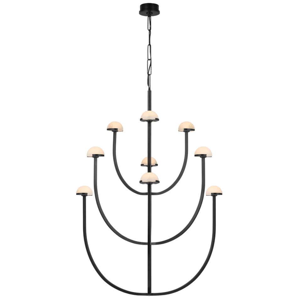 Pedra X-Large Three-Tier Chandelier in Bronze with Alabaster