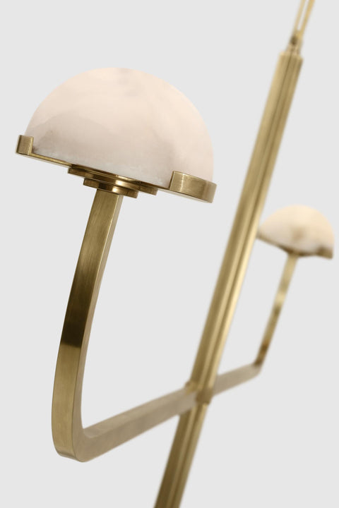 Pedra Two Tier Shallow Chandelier in Antique-Burnished Brass with Alabaster