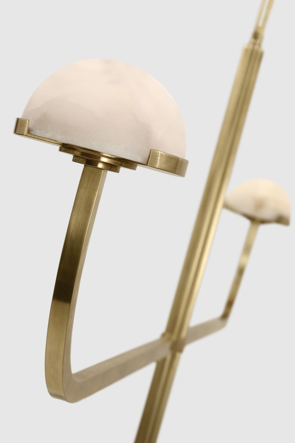 Pedra Two Tier Shallow Chandelier in Antique-Burnished Brass with Alabaster