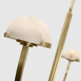 Pedra Two Tier Shallow Chandelier in Antique-Burnished Brass with Alabaster