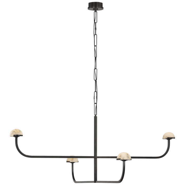 Pedra Two Tier Shallow Chandelier in Bronze with Alabaster