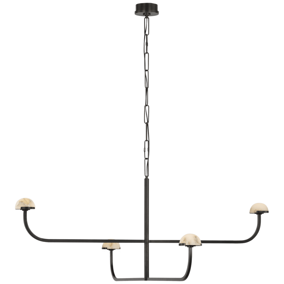 Pedra Two Tier Shallow Chandelier in Bronze with Alabaster