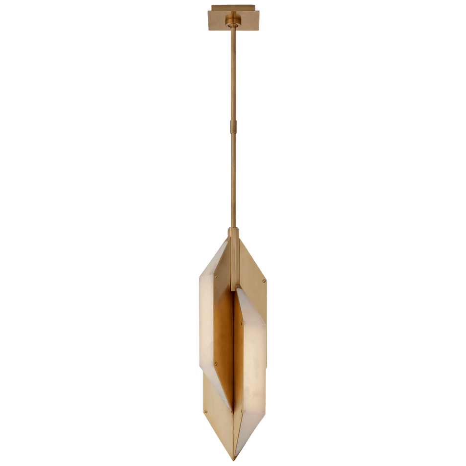 Ophelion Small Pendant in Antique-Burnished Brass with Alabaster