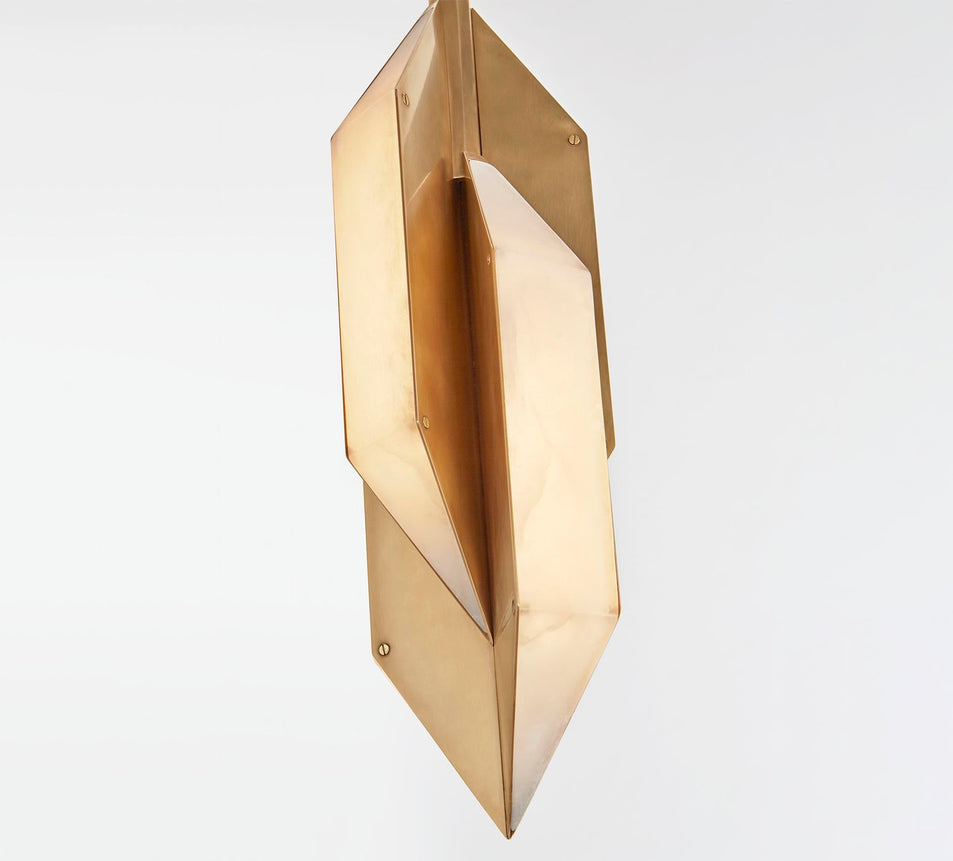 Ophelion Small Pendant in Antique-Burnished Brass with Alabaster