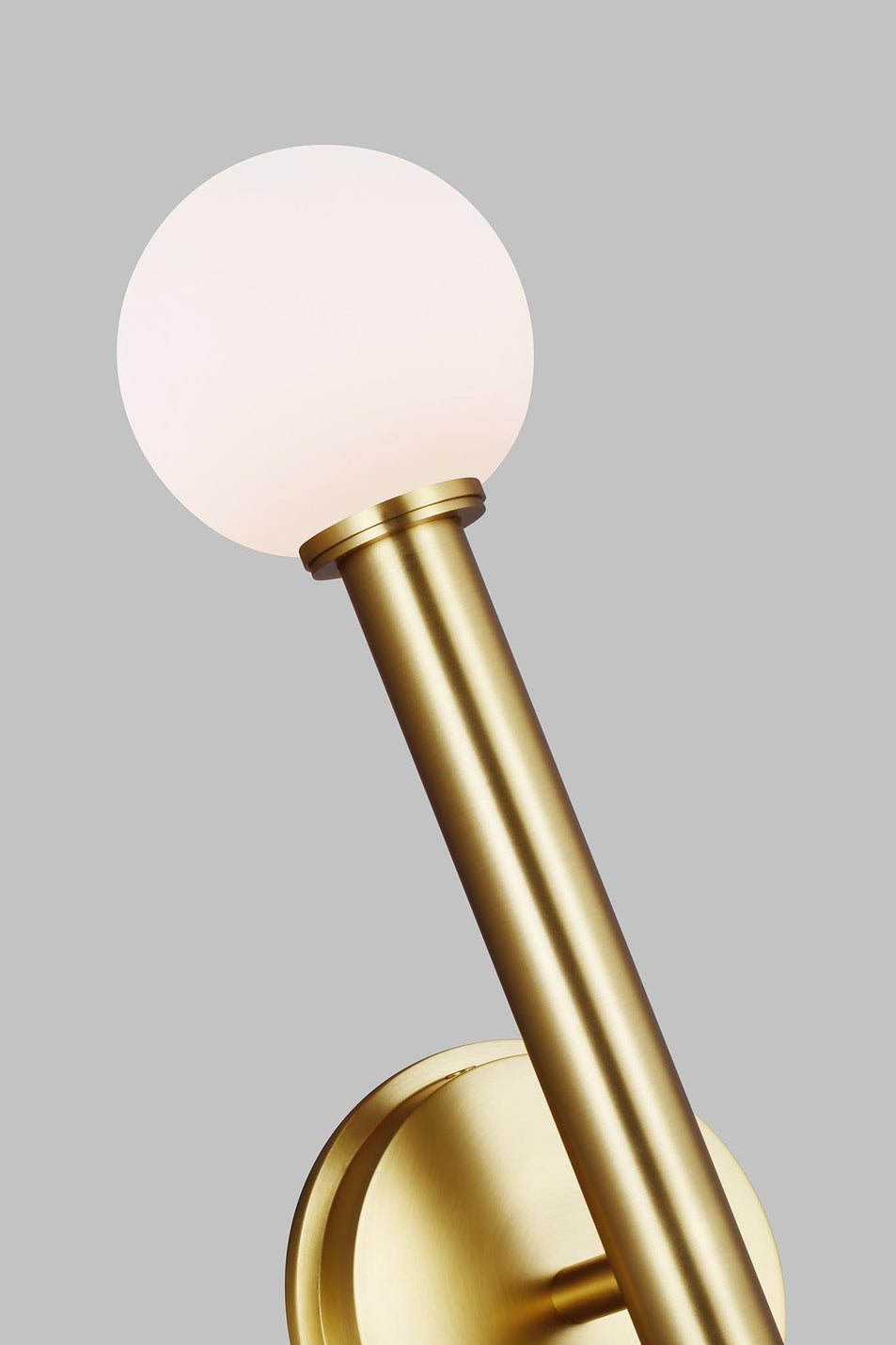 Nodes Double Sconce in Burnished Brass with White Glass