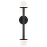 Nodes Double Sconce in Midnight Black with White Glass