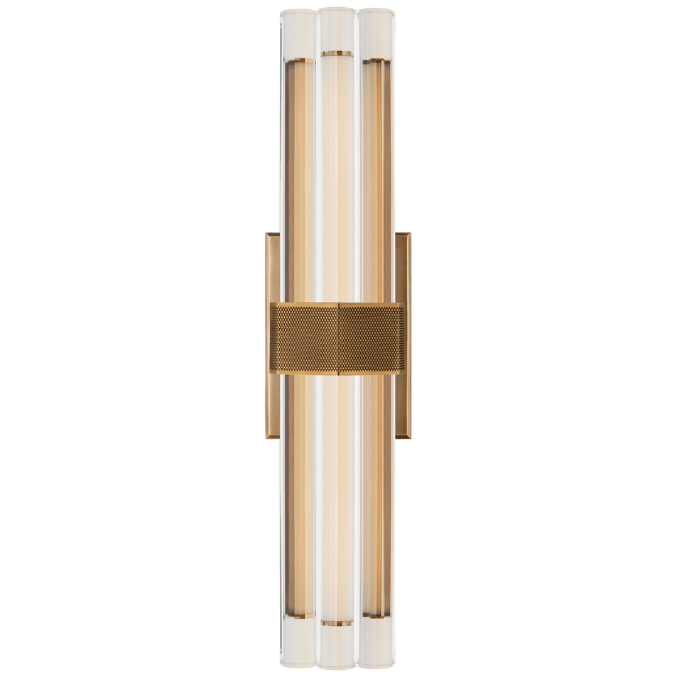 Fascio 18" Sconce in Hand-Rubbed Antique Brass with Crystal