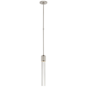 Fascio Single Pendant in Polished Nickel with Crystal