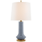 Luisa Large Table Lamp in Polar Blue Crackle with Linen Shade