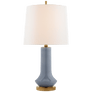 Luisa Large Table Lamp in Polar Blue Crackle with Linen Shade