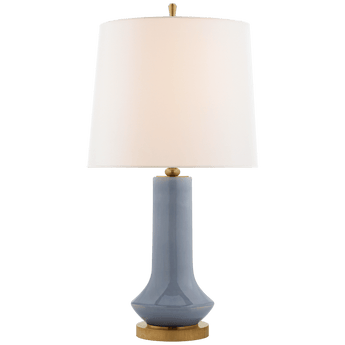 Luisa Large Table Lamp in Polar Blue Crackle with Linen Shade