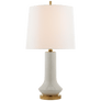 Luisa Large Table Lamp in White Crackle with Linen Shade