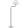 Rigby Medium Bridge Arm Floor Lamp in Polished Nickel and Ebony with Linen Shade