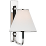 Rigby Small Sconce in Polished Nickel and Ebony with Linen Shade