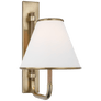 Rigby Small Sconce in Soft Brass and Natural Oak with Linen Shade