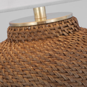 Avedon Small Table Lamp in Natural Rattan with Linen Shade