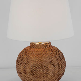 Avedon Small Table Lamp in Natural Rattan with Linen Shade