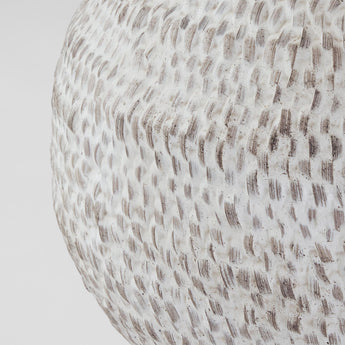 Avedon Small Table Lamp in Plaster White Rattan with Linen Shade