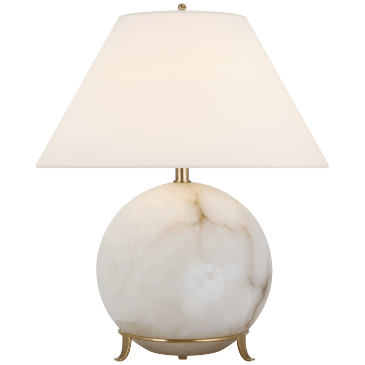 Price Small Table Lamp in Alabaster with Linen Shade