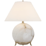 Price Small Table Lamp in Alabaster with Linen Shade