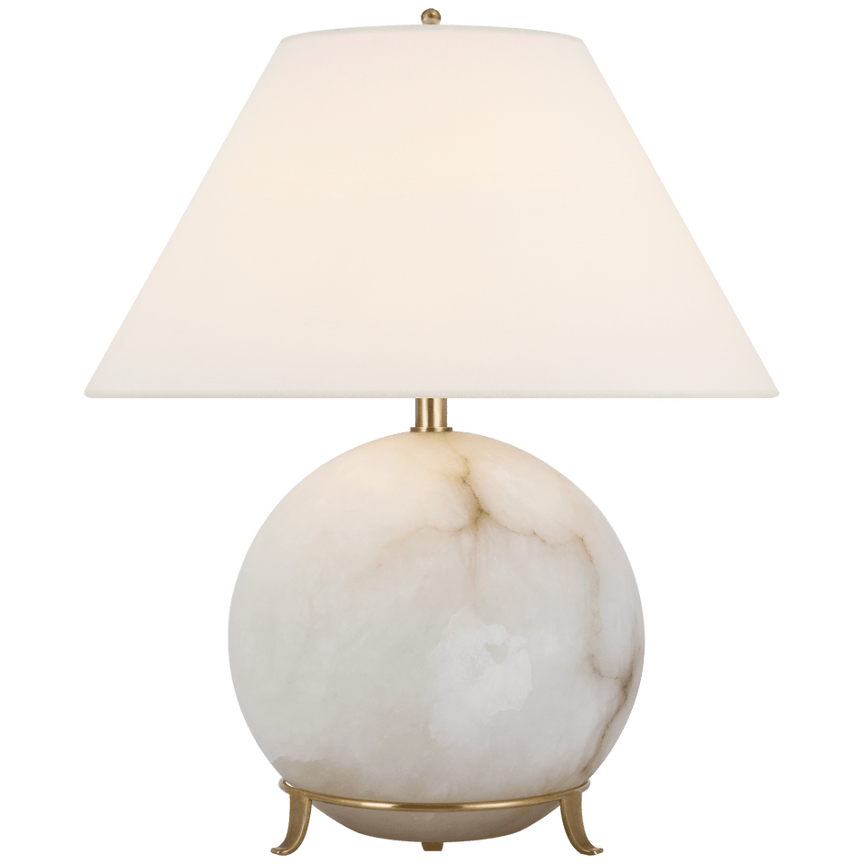 Price Small Table Lamp in Alabaster with Linen Shade