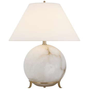 Price Small Table Lamp in Alabaster with Linen Shade